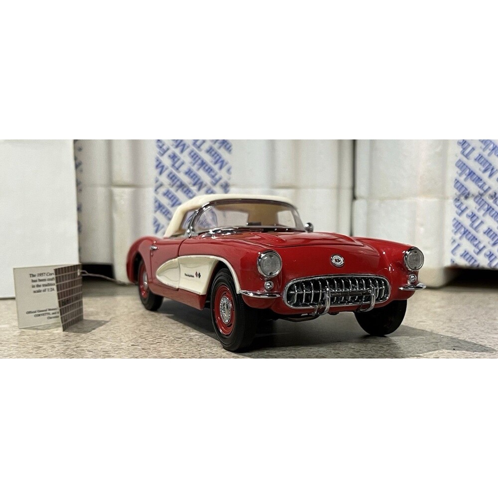 Vintage Franklin Mint 1957 Chevrolet Corvette Red 1:24 Complete COA